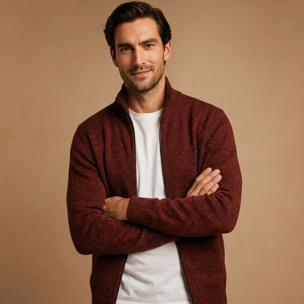 Herren Zip Cardigan – Moderner Strick mit Vollreißverschluss Für Alltag & Büro