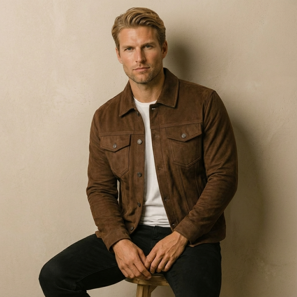 Herren Wildlederjacke – Klassische Suede Jacke Für Lässige & Smarte Looks