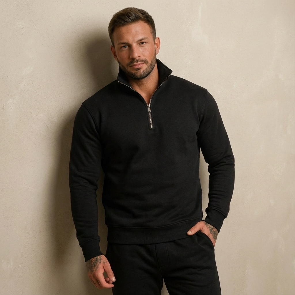 Herren Half-Zip Trainingsanzug Set – Lässiger Athleisure-Jogginganzug Für Zuhause, Gym & Freizeit