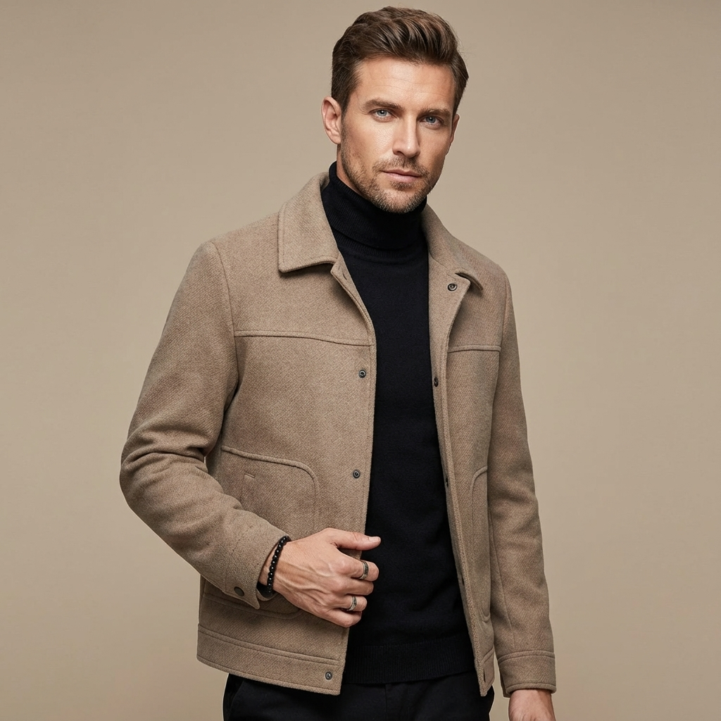 Herren Premium Wolljacke – Kurzer Wollmantel Für Smart Casual & Business