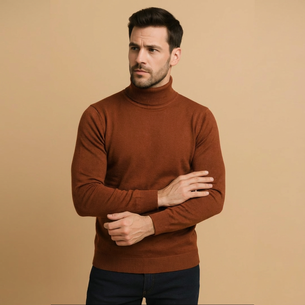 Herren Rollkragenpullover – Kaschmirmix Warm Weich Slim Fit Winter