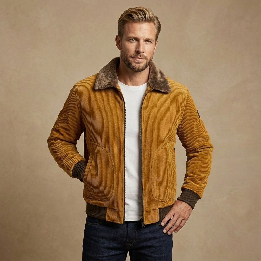 Herren Cordjacke Mit Sherpa-Futter – Gefütterte Winterjacke Für Alltag & Freizeit