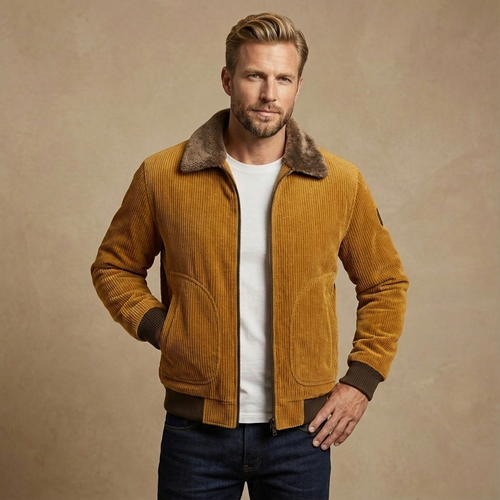 Herren Cordjacke Mit Sherpa-Futter – Gefütterte Winterjacke Für Alltag & Freizeit