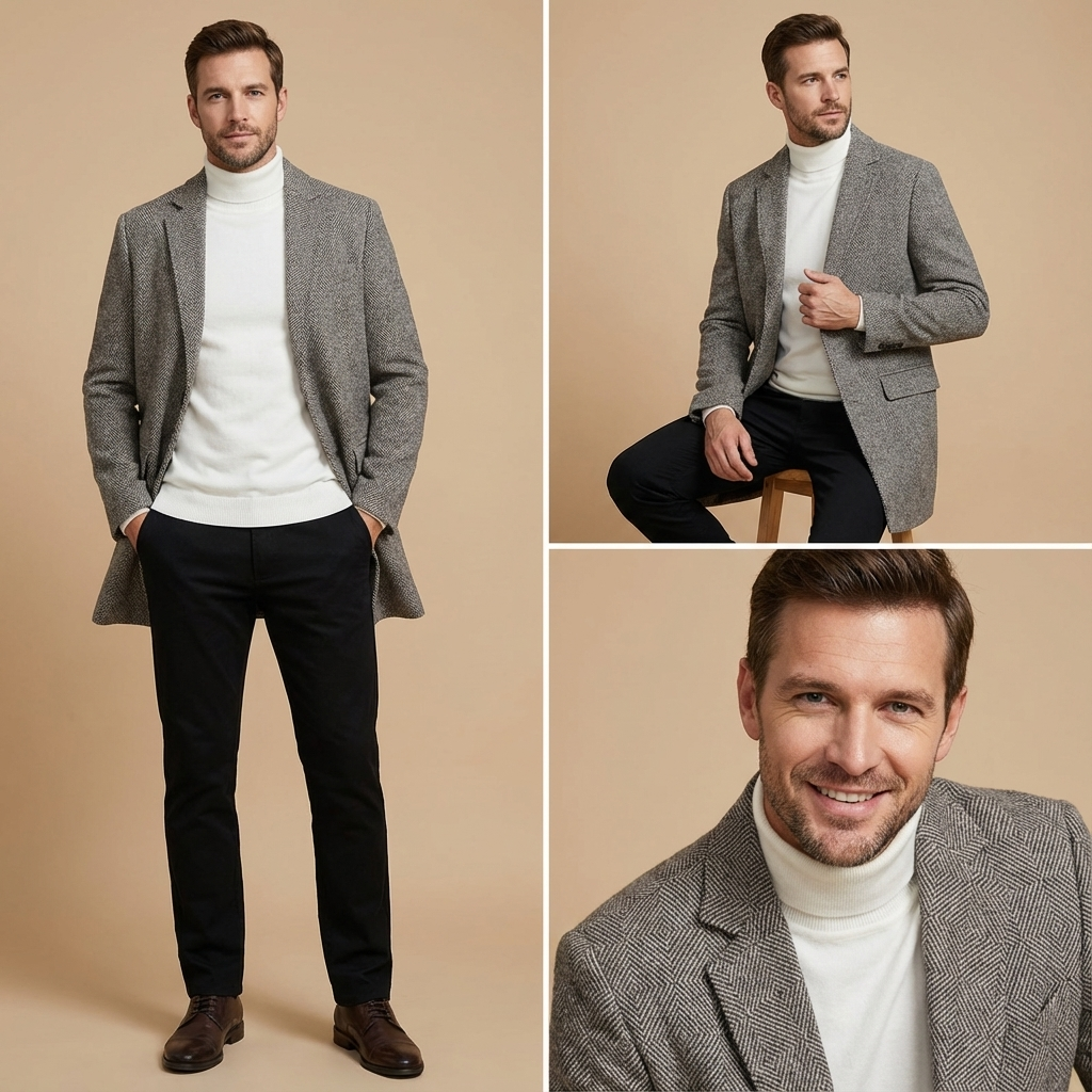 Herren Wollmantel Kariert – Eleganter Plaid Wintermantel Mit Wollmischung & Modernem Slim Fit