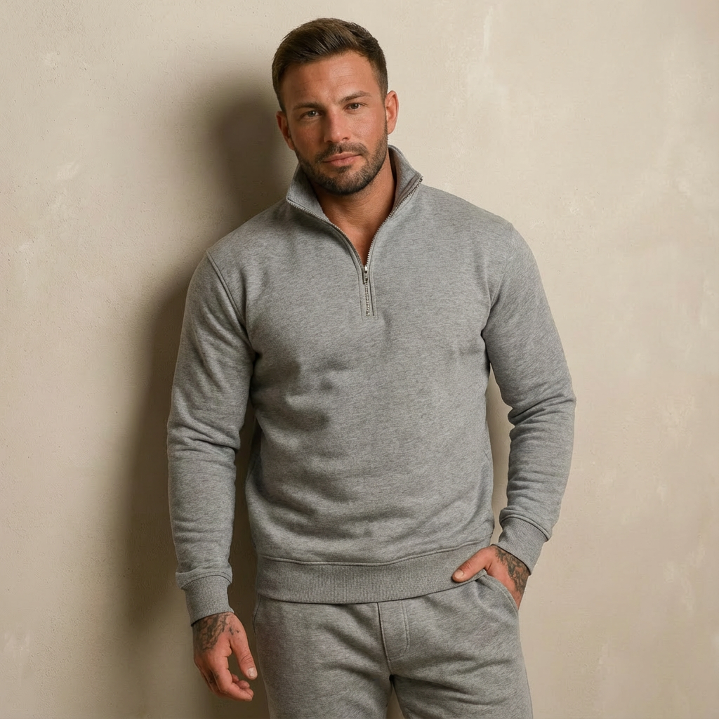 Herren Half-Zip Trainingsanzug Set – Lässiger Athleisure-Jogginganzug Für Zuhause, Gym & Freizeit
