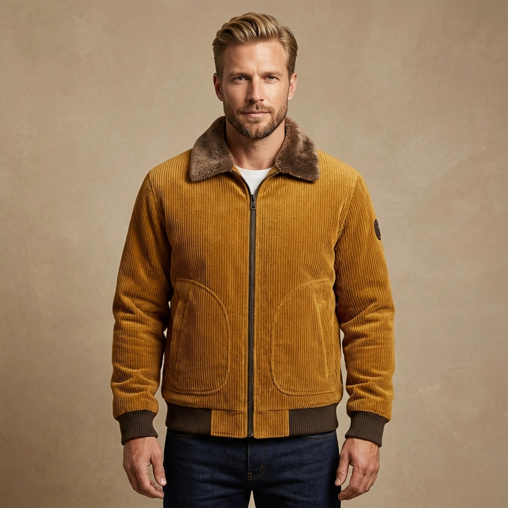 Herren Cordjacke Mit Sherpa-Futter – Gefütterte Winterjacke Für Alltag & Freizeit