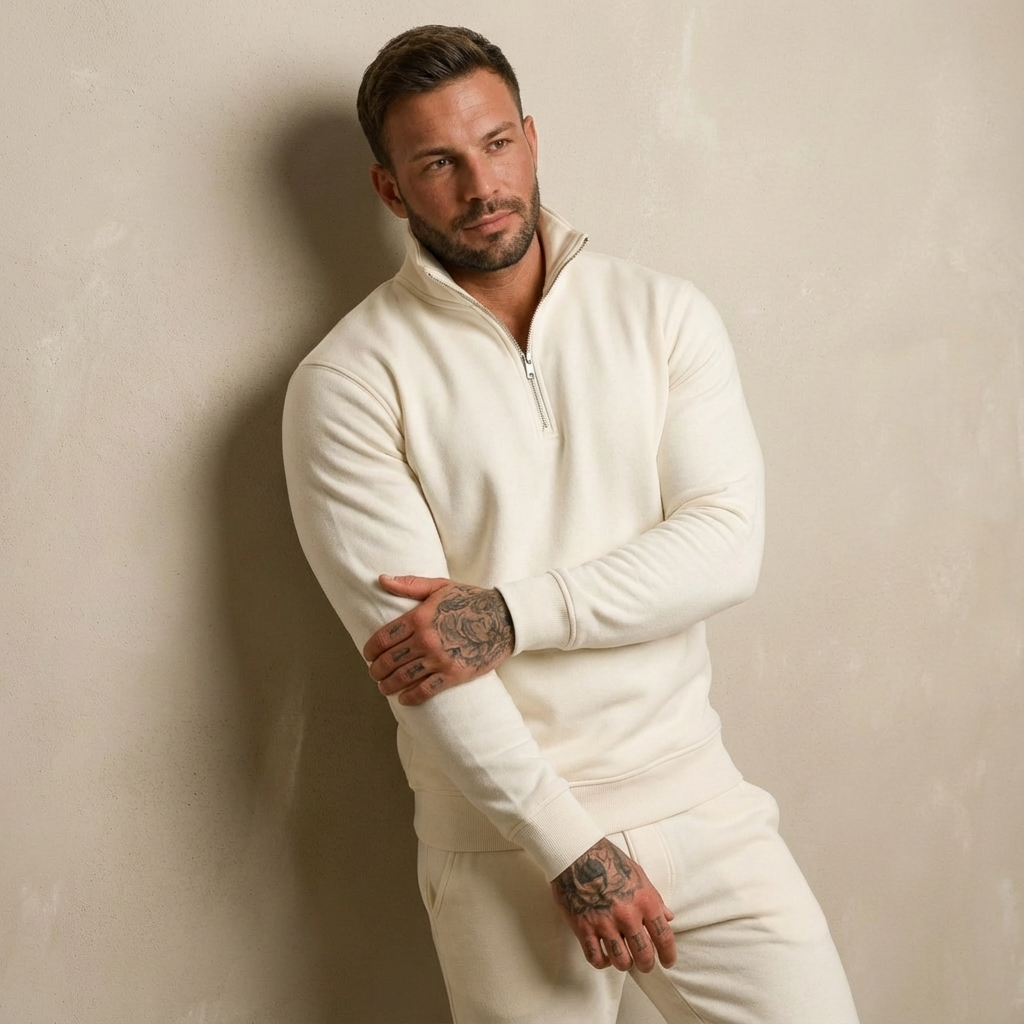 Herren Half-Zip Trainingsanzug Set – Lässiger Athleisure-Jogginganzug Für Zuhause, Gym & Freizeit