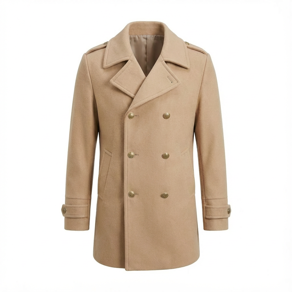 Herren Trenchcoat Mittel-Lang – Doppelreihiger Wintermantel Elegant, Warm & Alltagstauglich