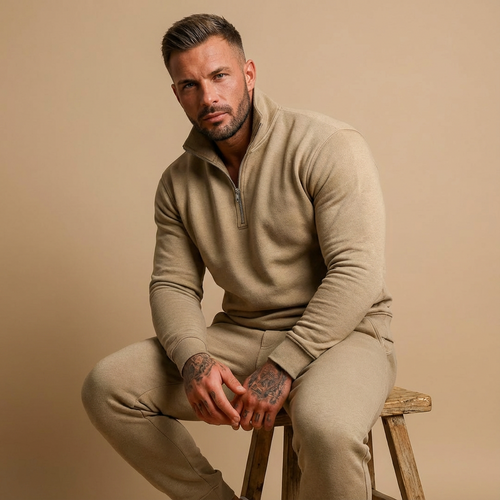 Herren Half-Zip Trainingsanzug Set – Lässiger Athleisure-Jogginganzug Für Zuhause, Gym & Freizeit