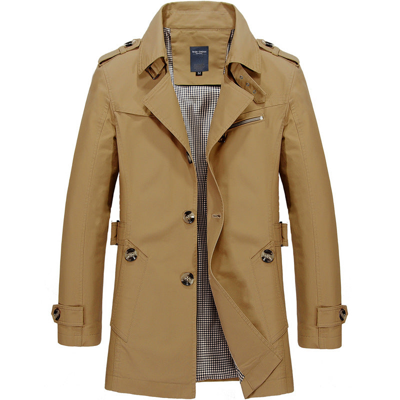 Herren Winter Trenchcoat – Klassischer Mantel Mit Hohem Kragen & Wärmender Verarbeitung