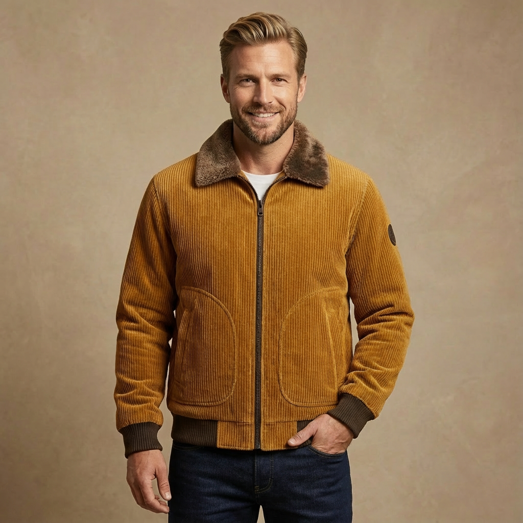 Herren Cordjacke Mit Sherpa-Futter – Gefütterte Winterjacke Für Alltag & Freizeit