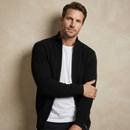 Herren Strickjacke Mit Reißverschluss – Gerippter Zip Cardigan Mit Hohem Kragen