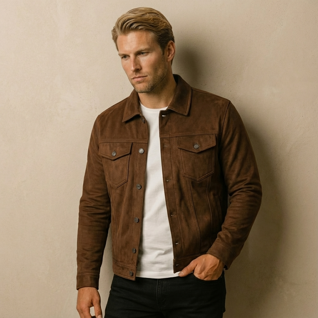 Herren Wildlederjacke – Klassische Suede Jacke Für Lässige & Smarte Looks
