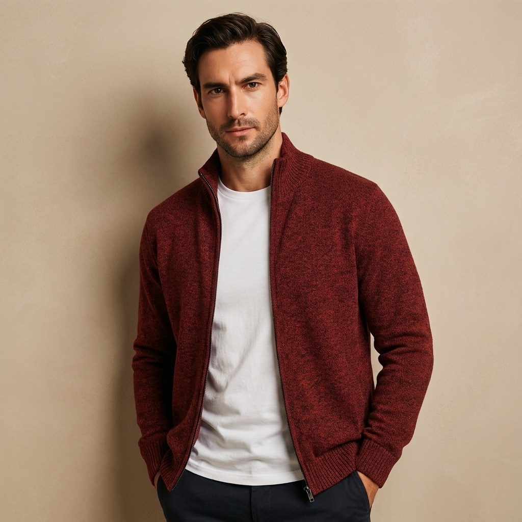 Herren Zip Cardigan – Moderner Strick mit Vollreißverschluss Für Alltag & Büro