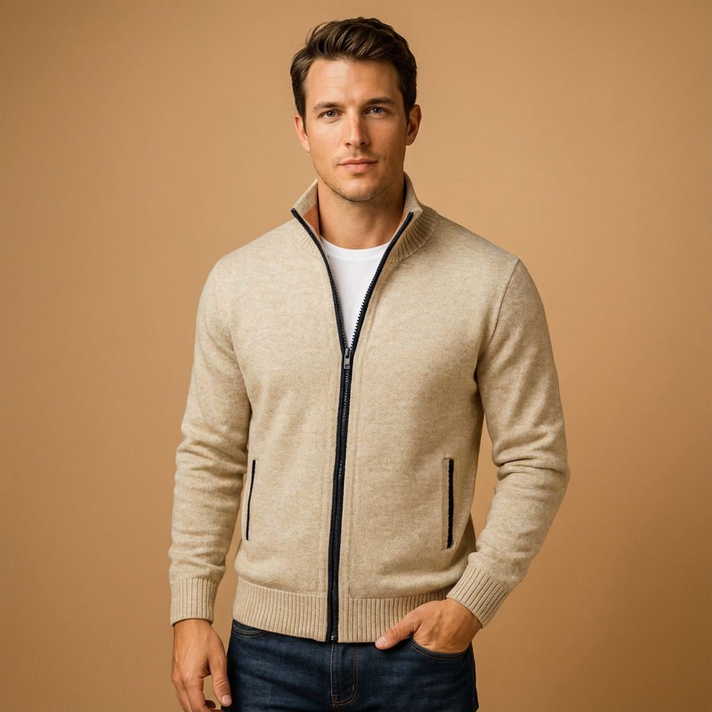 Herren Zip Cardigan – Moderner Strick mit Vollreißverschluss Für Alltag & Büro