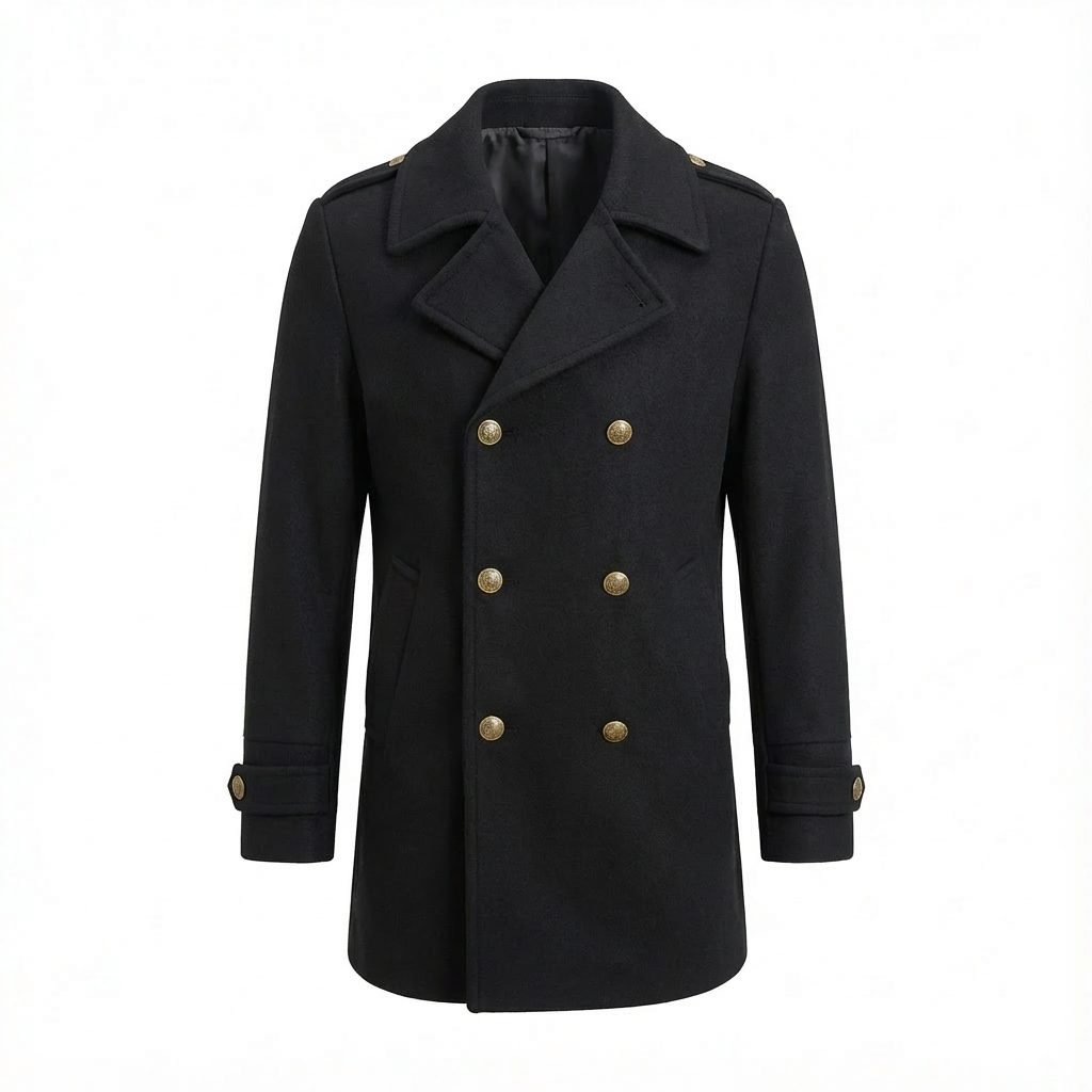 Herren Trenchcoat Mittel-Lang – Doppelreihiger Wintermantel Elegant, Warm & Alltagstauglich