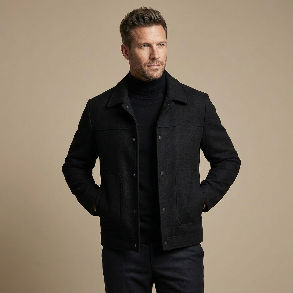Herren Premium Wolljacke – Kurzer Wollmantel Für Smart Casual & Business
