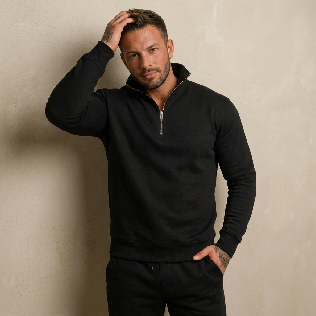 Herren Half-Zip Trainingsanzug Set – Lässiger Athleisure-Jogginganzug Für Zuhause, Gym & Freizeit
