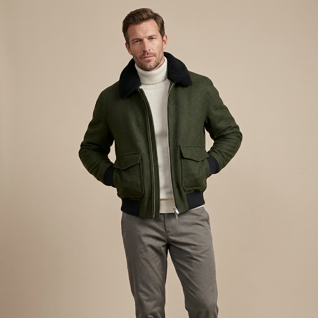 Herren Wolljacke Mit Kragen – Gefütterte Übergangsjacke Warm, Stilvoll & Alltagstauglich