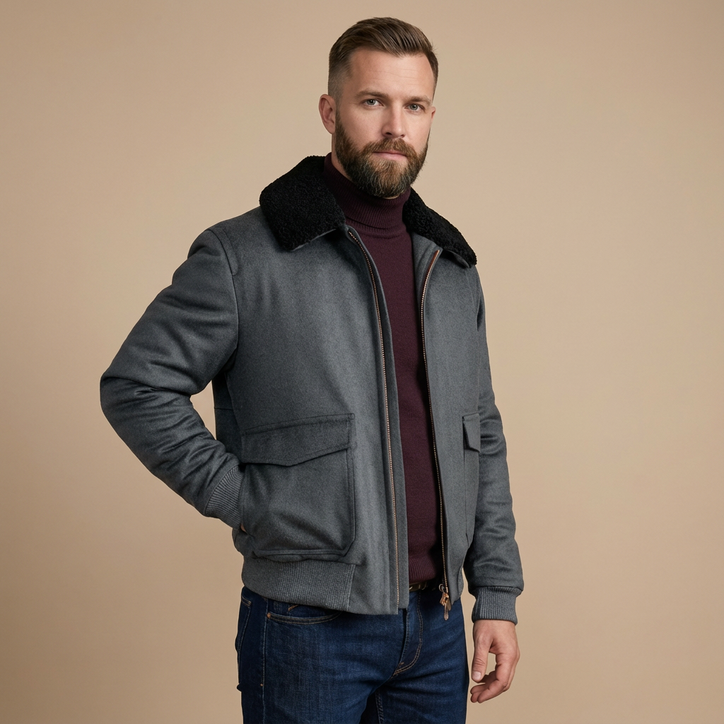 Herren Wolljacke Mit Kragen – Gefütterte Übergangsjacke Warm, Stilvoll & Alltagstauglich