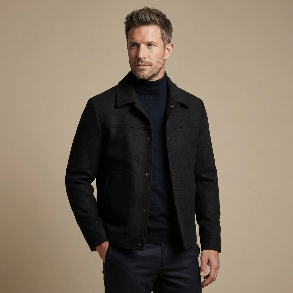 Herren Premium Wolljacke – Kurzer Wollmantel Für Smart Casual & Business