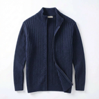 Herren Strickjacke Mit Reißverschluss – Gerippter Zip Cardigan Mit Hohem Kragen