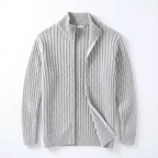 Herren Strickjacke Mit Reißverschluss – Gerippter Zip Cardigan Mit Hohem Kragen