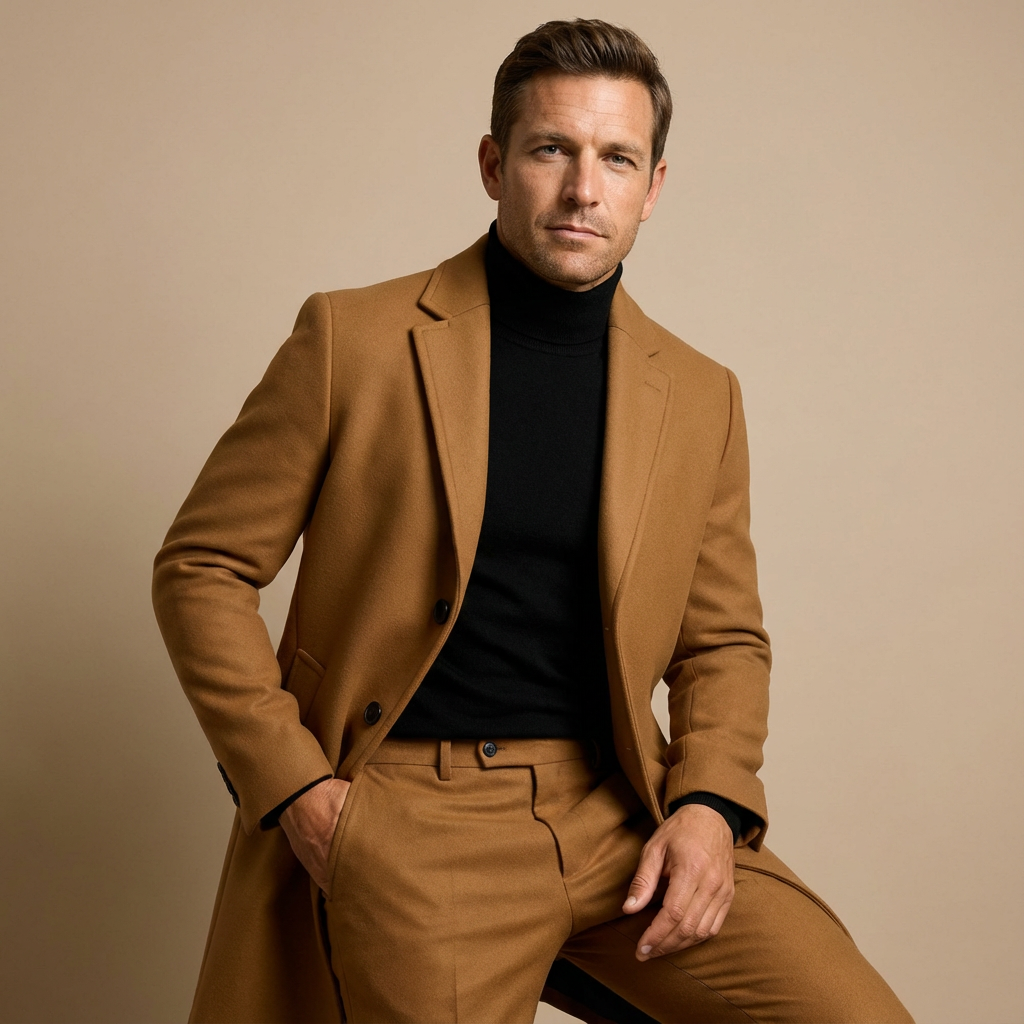 Herren Mid-Length Trenchcoat – Moderner Mantel Für Business & Alltag