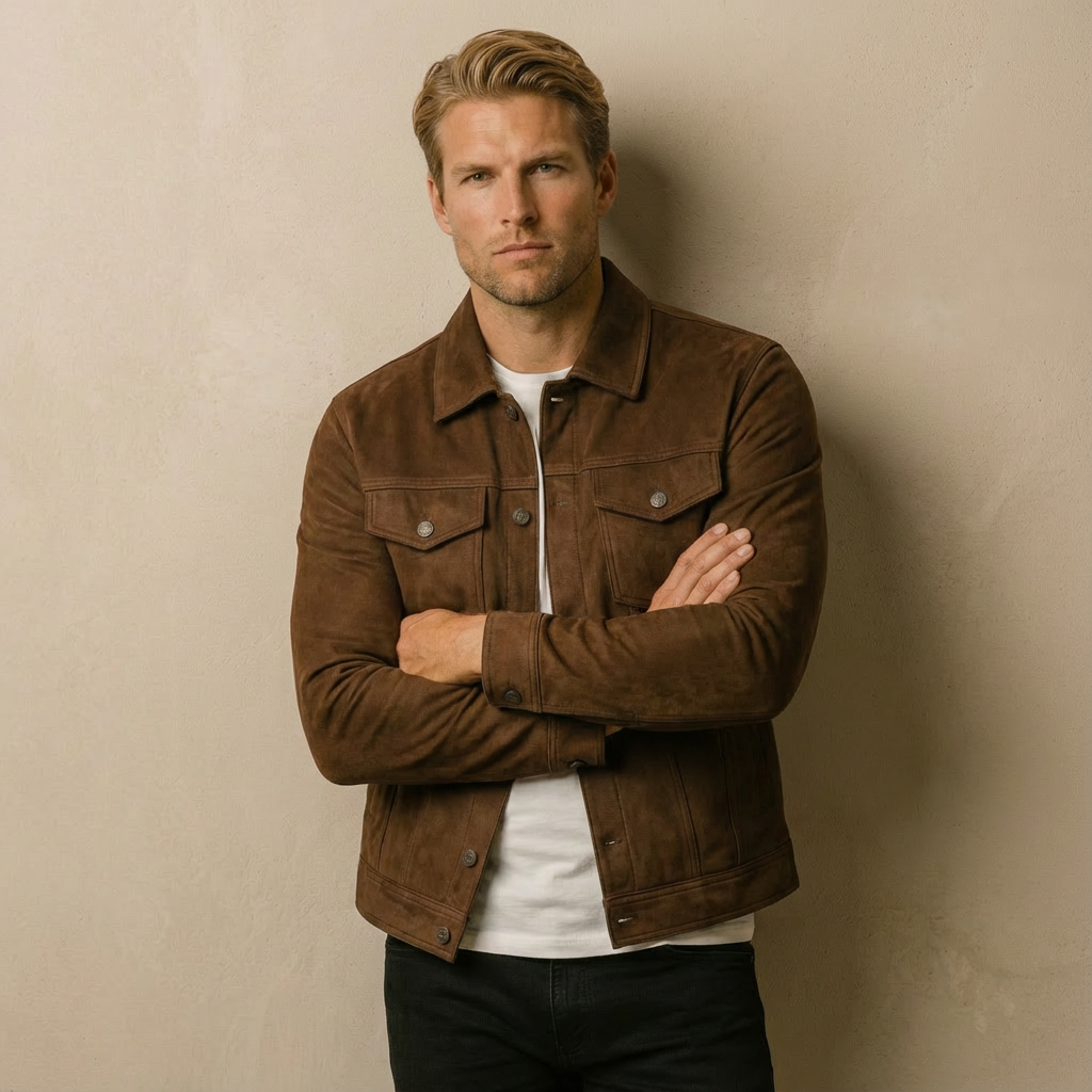 Herren Wildlederjacke – Klassische Suede Jacke Für Lässige & Smarte Looks