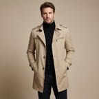 Herren Winter Trenchcoat – Klassischer Mantel Mit Hohem Kragen & Wärmender Verarbeitung