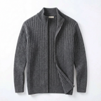 Herren Strickjacke Mit Reißverschluss – Gerippter Zip Cardigan Mit Hohem Kragen