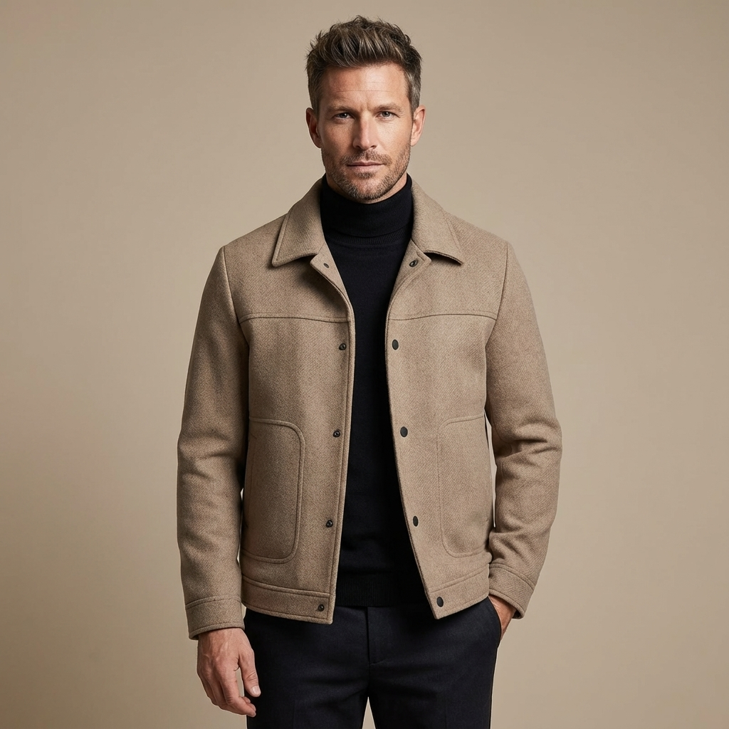 Herren Premium Wolljacke – Kurzer Wollmantel Für Smart Casual & Business
