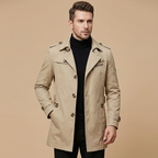 Herren Winter Trenchcoat – Klassischer Mantel Mit Hohem Kragen & Wärmender Verarbeitung